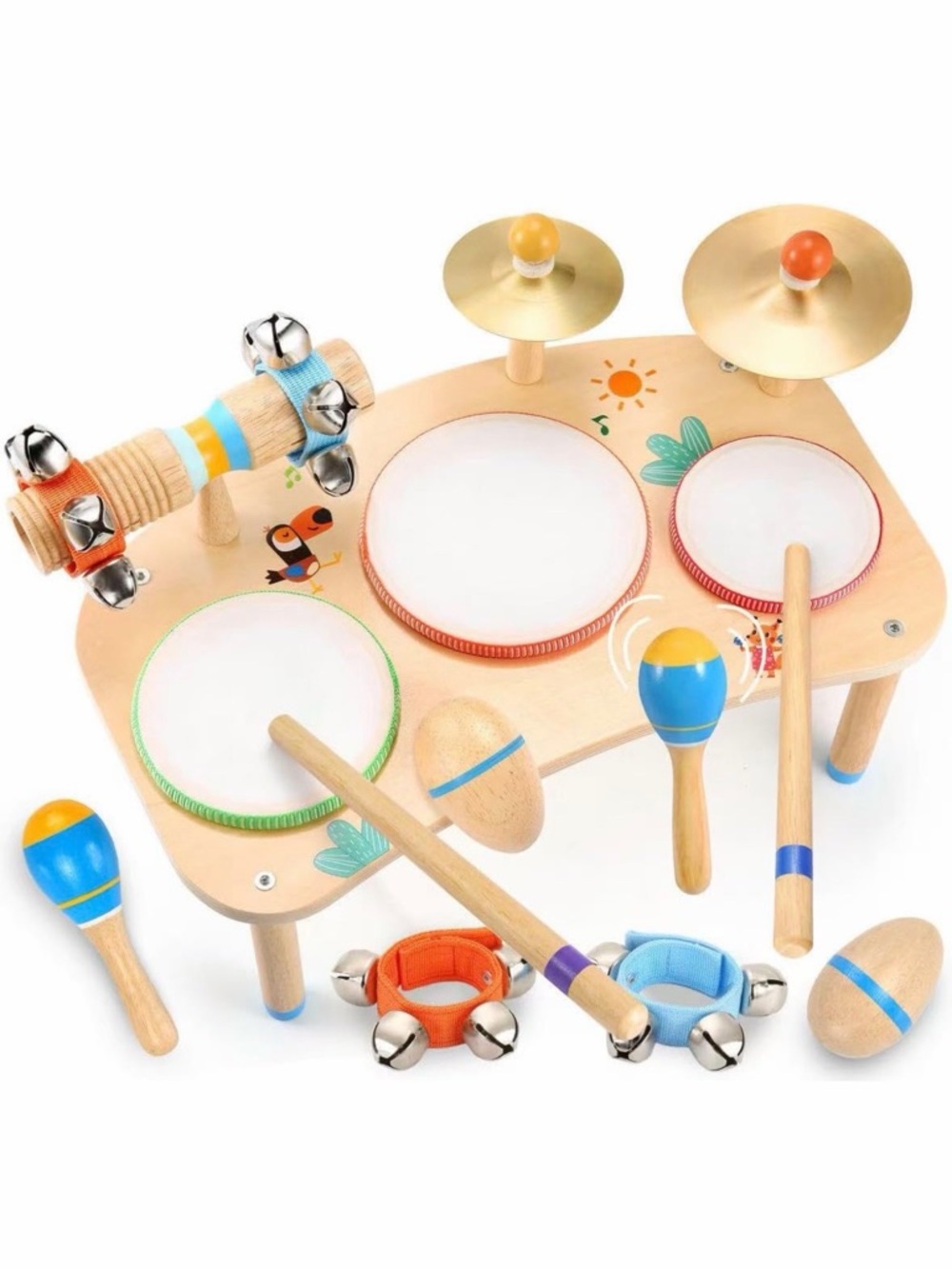 11-in-1 Kids Drum🥁Set Montessori Baby👶🏻Wooden🪵Musical🎵Instruments Toy